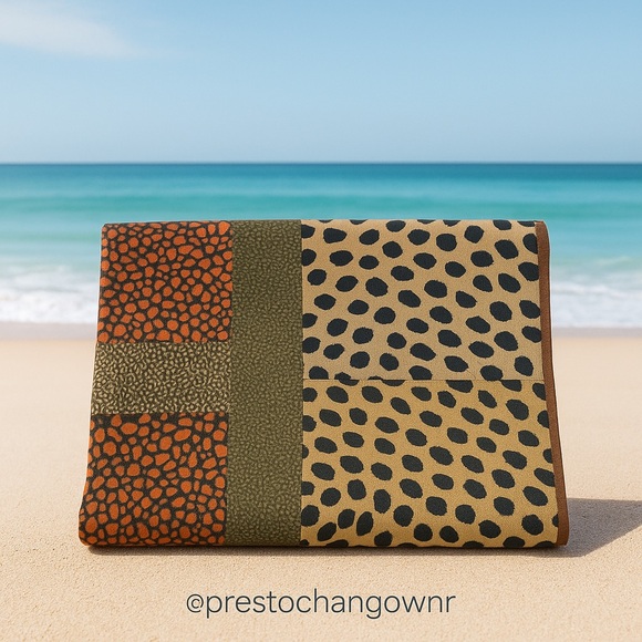 🎁SIYA Mixed Animal Print Scarf – Neutral & Rusty Orange - Picture 1 of 2